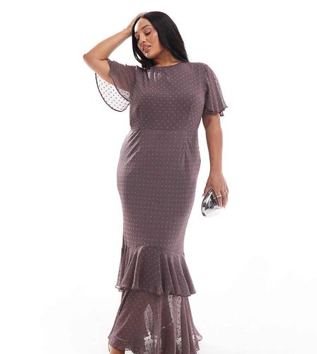 ASOS DESIGN Curve - Robe longue à volants en plumetis à manches ange - Mauve - Asos Curve - Modalova