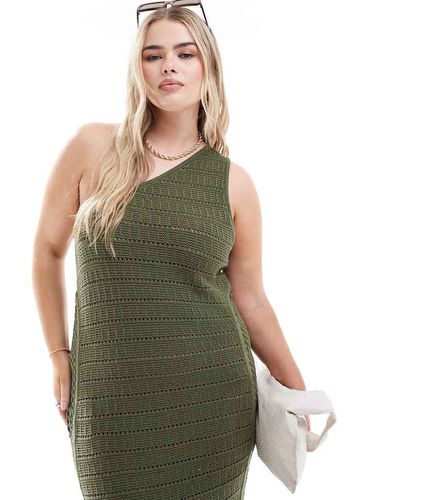 ASOS DESIGN Curve - Robe longue asymétrique en maille au crochet - Kaki - Asos Curve - Modalova