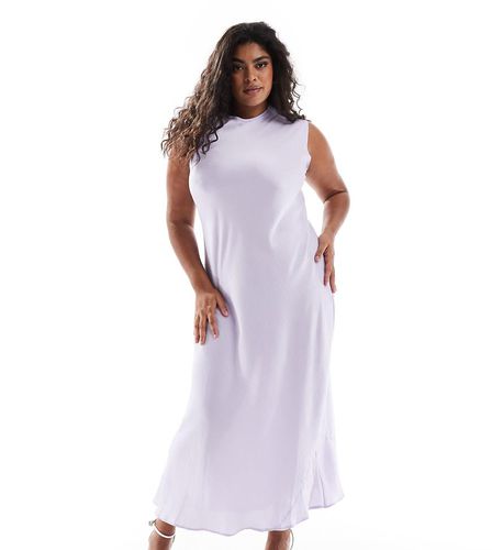 Curve - Robe mi-longue en satin - Lavande - Asos Design - Modalova