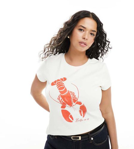 ASOS DESIGN Curve - T-shirt court à motif homard - Crème - Asos Curve - Modalova