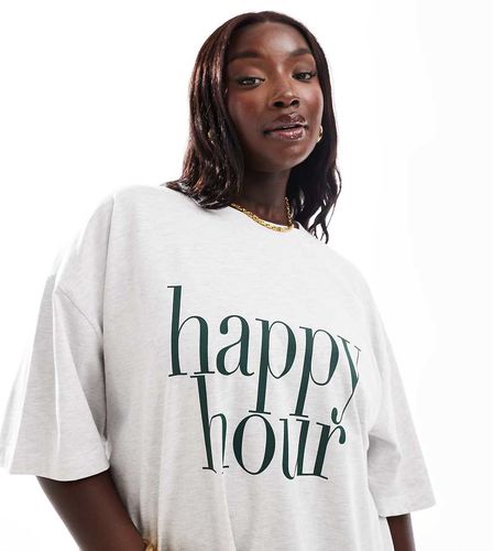 ASOS DESIGN Curve - T-shirt oversize à imprimé graphique Happy Hour - Asos Curve - Modalova