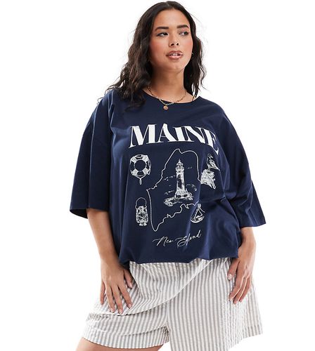ASOS DESIGN Curve - T-shirt oversize avec motif Maine » - Asos Curve - Modalova