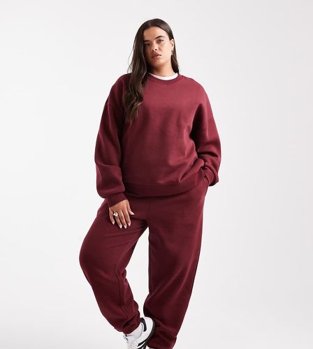 ASOS DESIGN Curve - Ultimate - Pantalon de jogging resserr aux chevilles  envers bross - Bordeaux - Asos Curve - Modalova