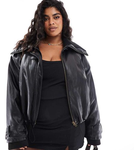 ASOS DESIGN Curve - Veste oversize imitation cuir à col cheminée - Asos Curve - Modalova