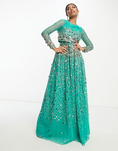 Anarkali - Robe longue ornée de sequins - Turquoise - Asos Design - Modalova