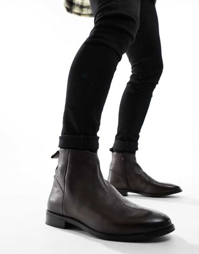 Bottines chelsea en cuir - Marron - Asos Design - Modalova