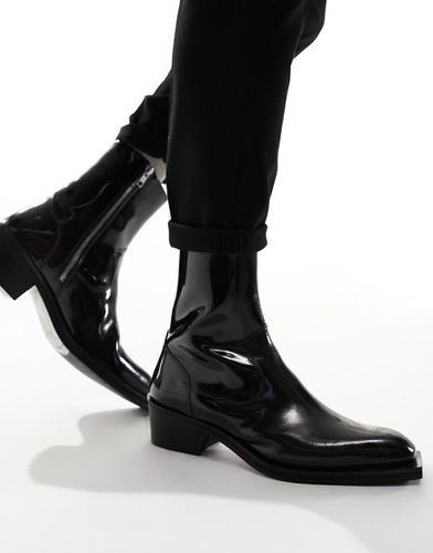 Bottines Chelsea en cuir ultra brillant - Bordeaux - Asos Design - Modalova