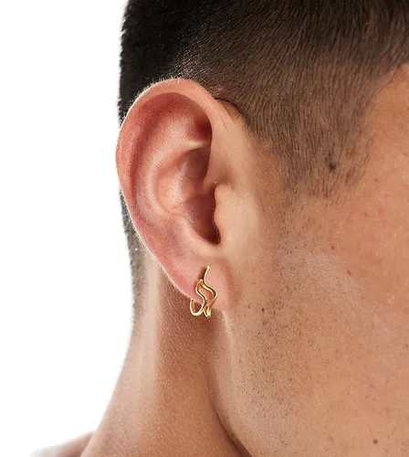 Boucles d'oreilles ondoyantes effet fondu en argent massif plaqué or 14 carats - Asos Design - Modalova