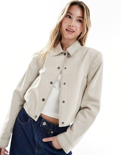 Bomber habillé en lin avec col - Taupe - Asos Design - Modalova