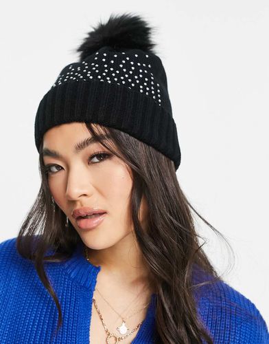 Bonnet avec détail à strass et pompon en fausse fourrure - Asos Design - Modalova