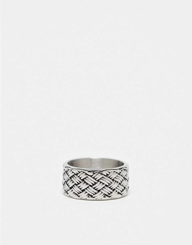 Bague texturée en acier inoxydable étanche - Asos Design - Modalova