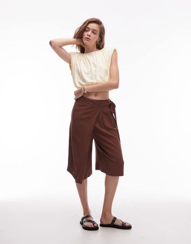 Bermuda crois style portefeuille en lin mlang - Chocolat - Asos Design - Modalova