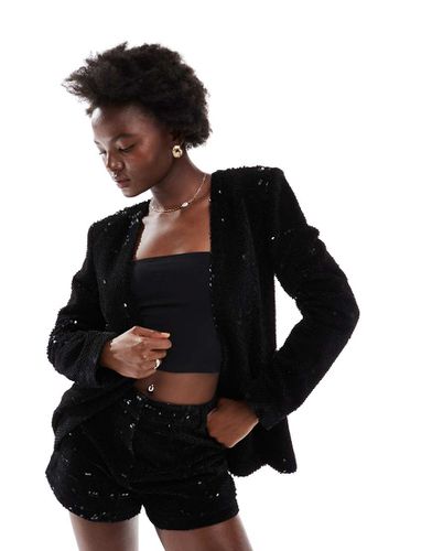 Blazer sans col en velours à sequins avec taille cintrée - Asos Design - Modalova