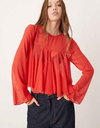 Blouse transparente à manches longues et godets - Asos Design - Modalova