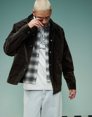 Blouson Harrington oversize en imitation velours avec col contrastant - Asos Design - Modalova