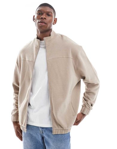 Blouson Harrington oversize en jersey côtelé - Beige - Asos Design - Modalova