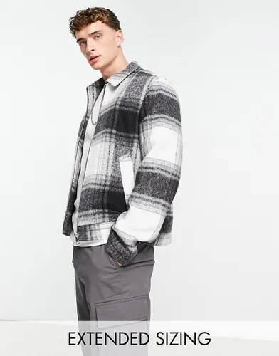 Blouson Harrington aspect laine - Carreaux noirs et blancs - Asos Design - Modalova