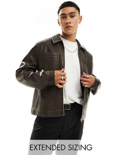 Blouson Harrington en similicuir - délavé - Asos Design - Modalova