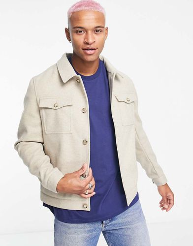 Blouson Harrington imitation laine - Beige chiné - Asos Design - Modalova