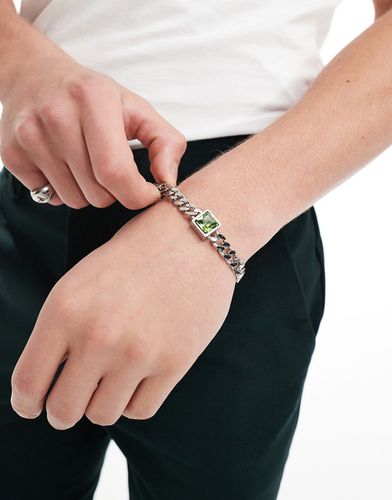 Bracelet chaîne à maillons gourmette épais avec pierre Péridot - Asos Design - Modalova