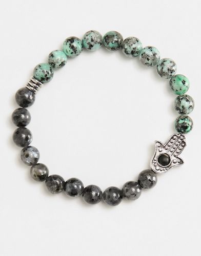 Bracelet de perles à charm Hamsa - Vert et gris - Asos Design - Modalova
