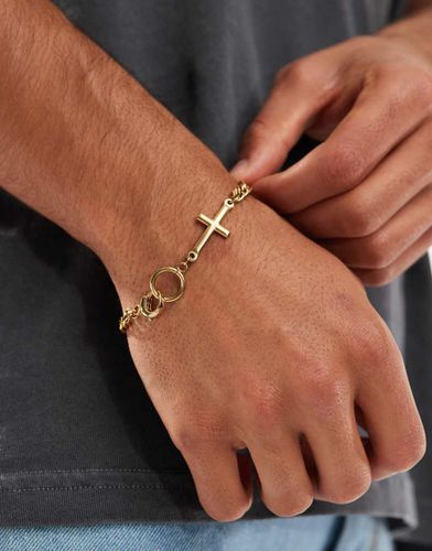 Bracelet en acier inoxydable étanche avec croix - Doré - Asos Design - Modalova