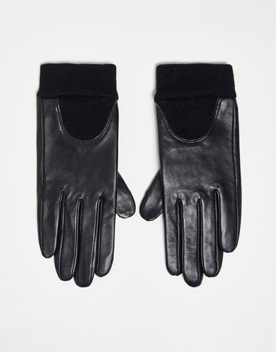 Gants en cuir pour écran tactile à poignets côtelés - Asos Design - Modalova