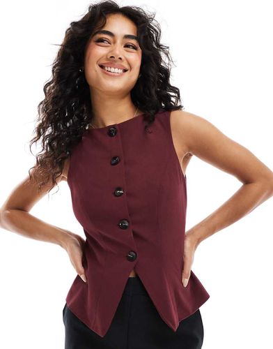 Gilet de tailleur fendu devant à col montant - Bordeaux - Asos Design - Modalova