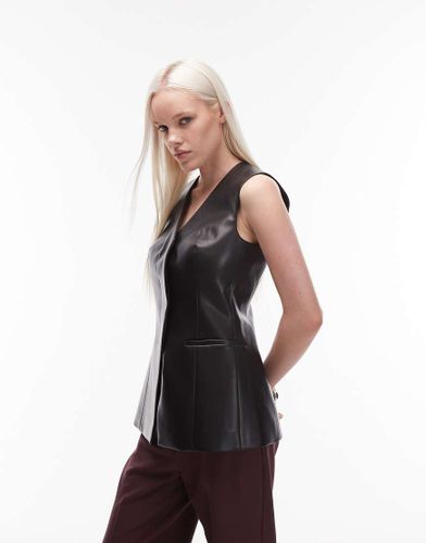 Gilet de tailleur long en similicuir - Asos Design - Modalova