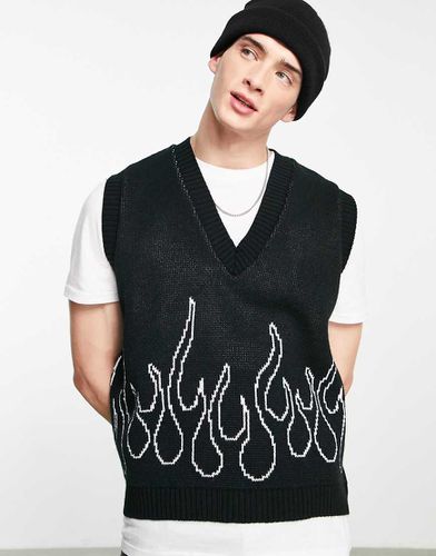 Débardeur en maille avec bordure motif flammes - Asos Design - Modalova