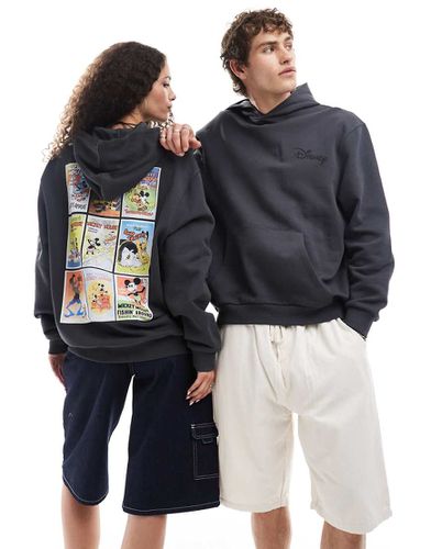 Disney - Sweat à capuche unisexe oversize avec imprimé bandes dessinées Mickey Mouse - Noir délavé - Asos Design - Modalova