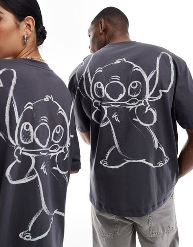 Disney - T-shirt unisexe oversize avec imprimés Stitch esquissés - anthracite - Asos Design - Modalova