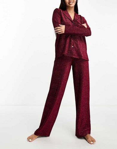 Ensemble de pyjama pailleté avec chemise et pantalon - Asos Design - Modalova