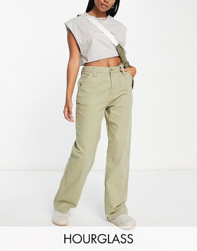 Hourglass - Pantalon cargo minimaliste à coutures contrastantes - Kaki - Asos Design - Modalova
