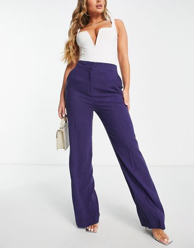 Hourglass - Pantalon décontracté évasé coupe large en lin - Violet - Asos Design - Modalova