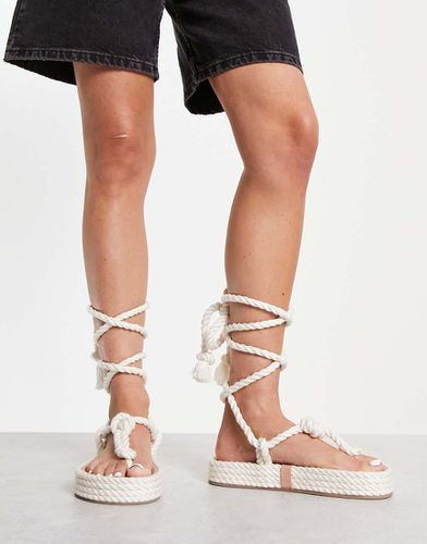 Jetsetter - Espadrilles de qualité supérieure en corde avec lanières nouées - Naturel - Asos Design - Modalova