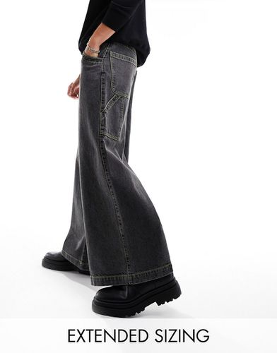 Jean ultra large à coutures contrastantes vertes - Noir délavé - Asos Design - Modalova