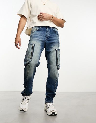 Jean droit à poches cargo - clair délavé - Asos Design - Modalova