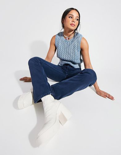 Jean droit à taille mi-haute - Bleu délavé - Asos Design - Modalova