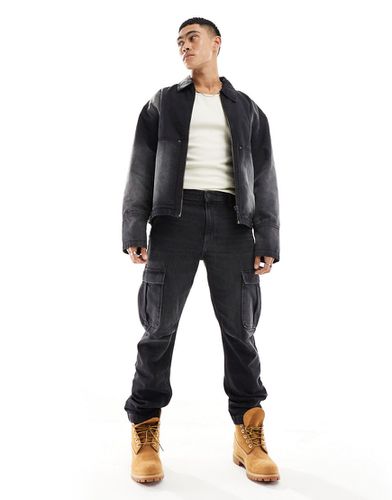 Jean droit avec poches cargo - délavé - Asos Design - Modalova