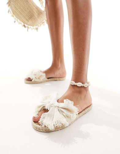 Jem - Mules style espadrilles avec naud - Naturel - Asos Design - Modalova