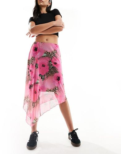 Jupe longue drapée à imprimé léopard et fleuri - Asos Design - Modalova