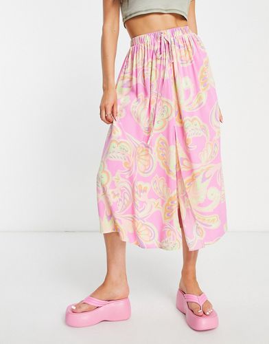 Jupe mi-longue ample à taille élastique et imprimé cachemire de couleurs vives - Asos Design - Modalova