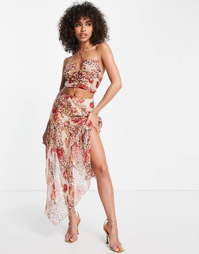 Jupe mi-longue d'ensemble transparente à volants - Imprimé floral et léopard - Asos Design - Modalova