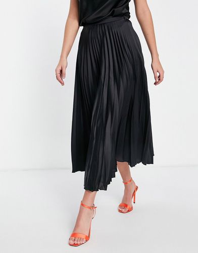 Jupe mi-longue plissée en satin - Noir - Asos Design - Modalova