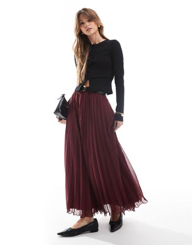 Jupe plissée longue - Bordeaux - Asos Design - Modalova