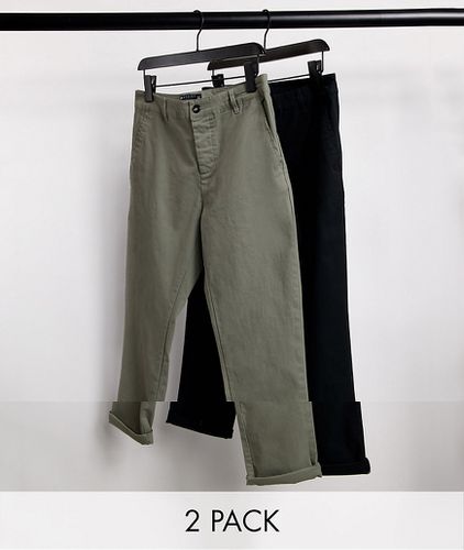 Lot de 2 pantalons chino slim - Kaki et noir - Économie - Asos Design - Modalova