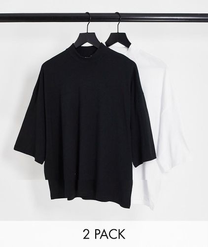 Lot de 2 t-shirts oversize - Noir et blanc - Asos Design - Modalova