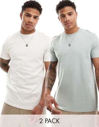 Lot de 2 t-shirts ras de cou - Gris et crème - Asos Design - Modalova