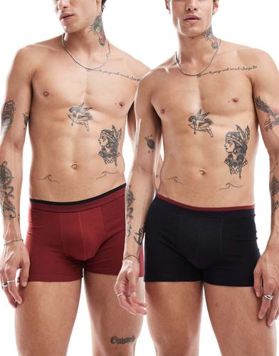 Lot de 2 boxers - Noir et bordeaux - Asos Design - Modalova